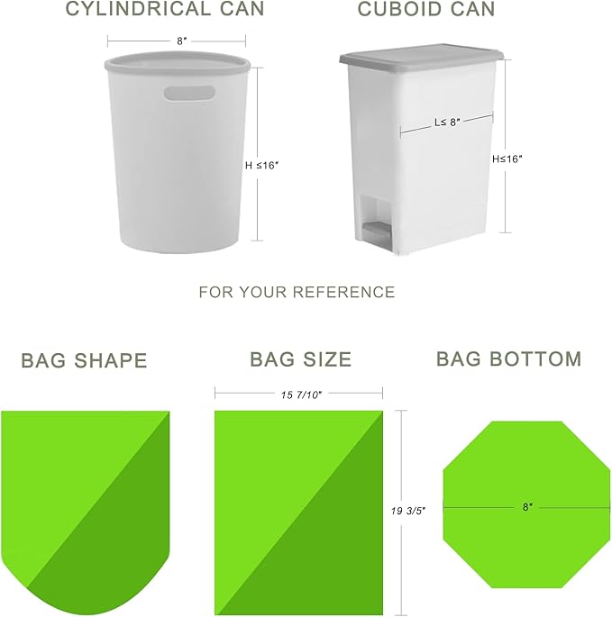 2-2.6 Gallon Trash Bags, Inwaysin Bathroom Garbage Bags, Biodegradable Small