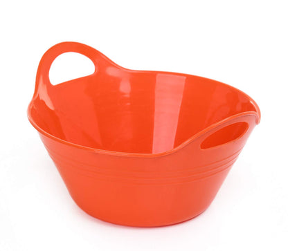 Mintra Home Plastic Bowls – Ideal for Popcorn, Cereals, Snacks, Kitchen Use & Halloween Trick or Treats Candies – Durable, Lightweight, Dishwasher Friendly, 4.5L w/Handles, Orange, 11.25W x 5H, 2 Pack