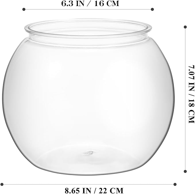 VOSAREA Mini Plastic Fish Bowl 3 Gallon Decorative Small Bubble Bowl, Unbreakable Aquarium Fish Tank for Party Centerpiece Decorations