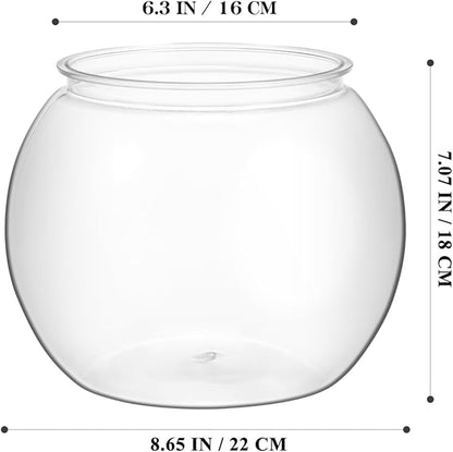 Abaodam 8.66 Inch Round Desktop Fish Tank Small Clear Plastic Fish Bowl Aquarium for Betta and Aquatic Plants Home Office Garden Decoration