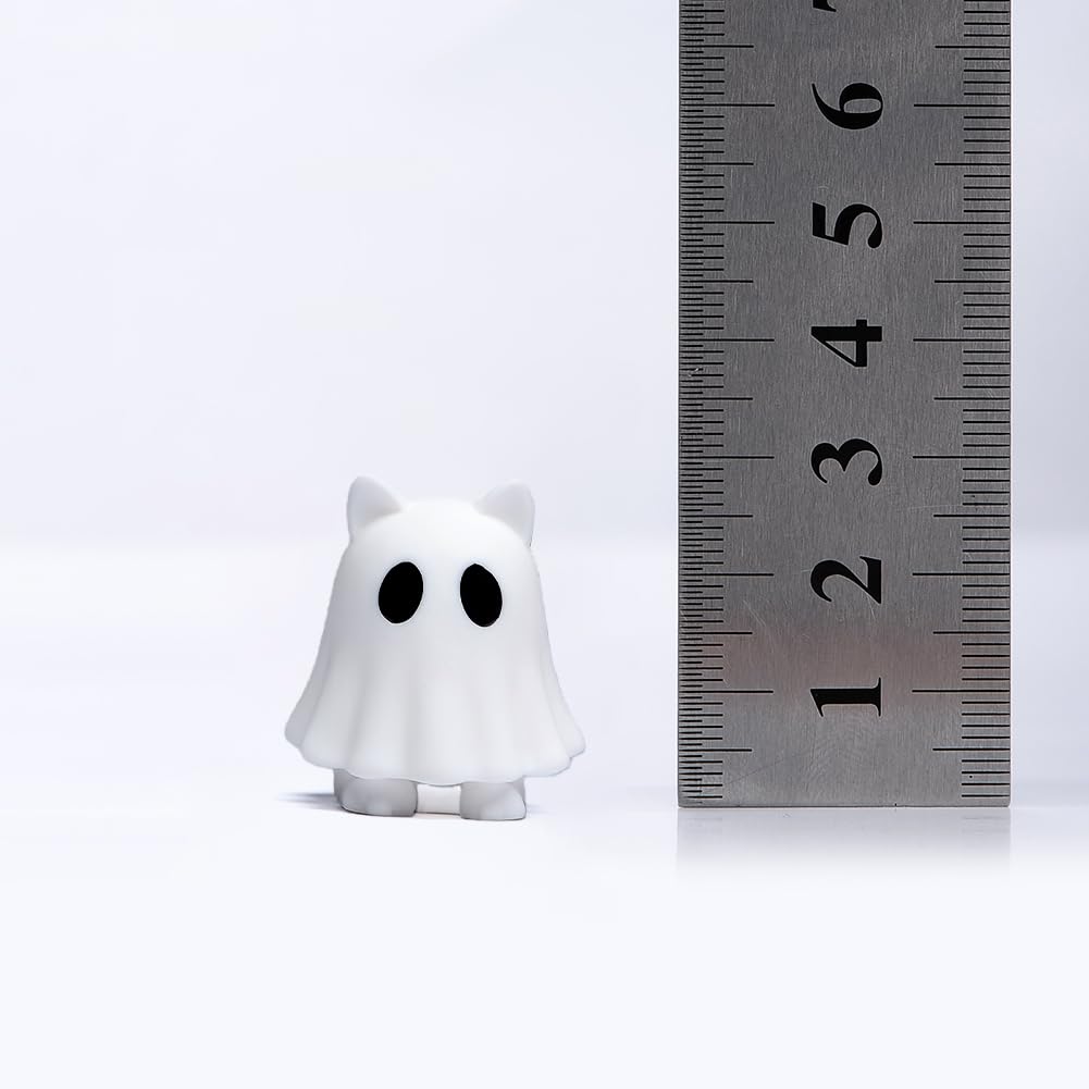 jaming 4PCS Ghost Halloween Desk Decor Mini Figurines,Adorably Spooky Pumpkin Ghosts Home Tabletop Shelf Decorations,Display Statues Party Favors Gift