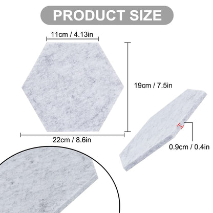 Vuzvuv 6 Pcs Hexagon Bulletin Board with 50 Pushpins & Sticky Note Adhesive Cork Board for Wall，Felt Pin Board for School，Office Decor（Gray）