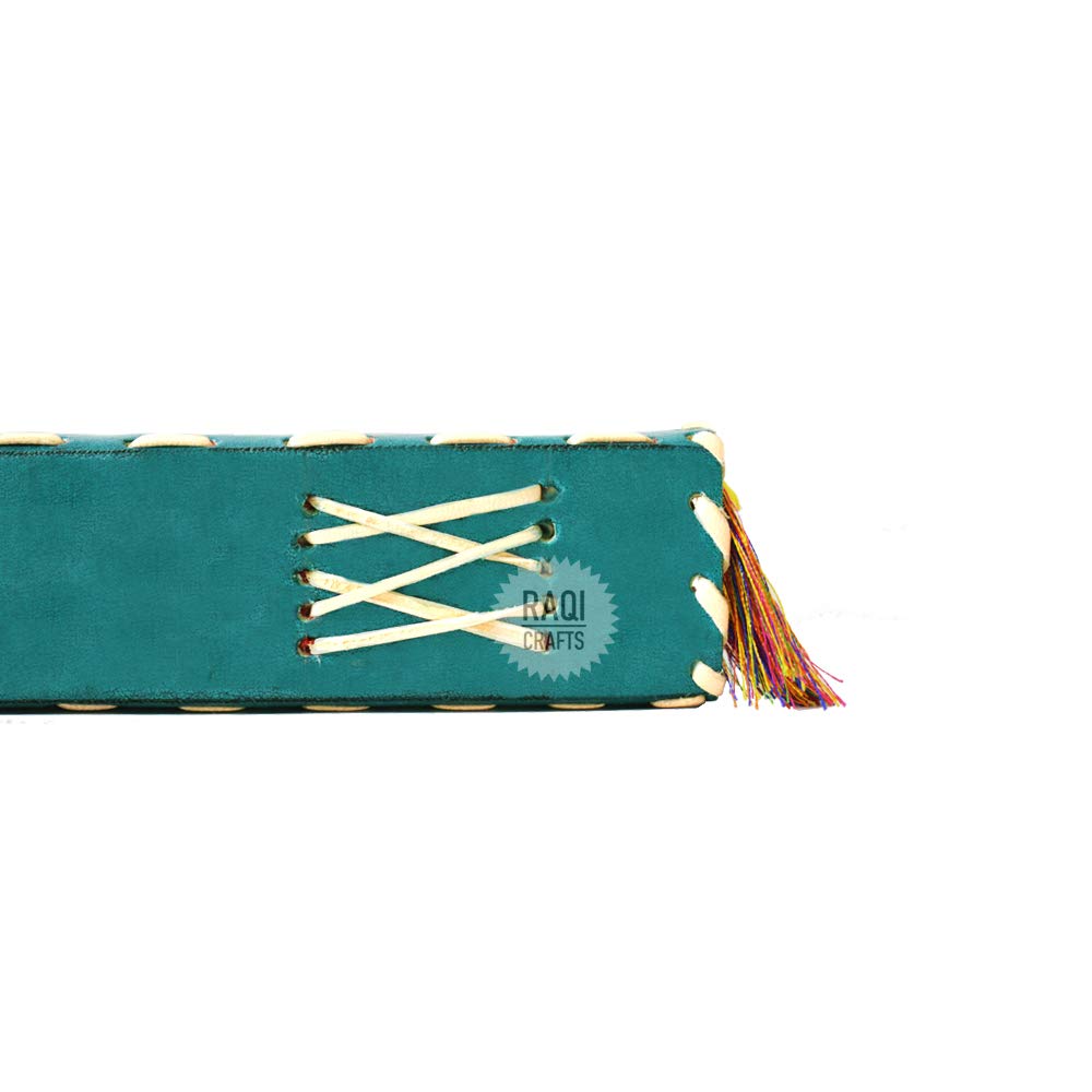 RAQI CRAFTS Premium Vintage Handmade Leather Journal Emboss Celtic Dancing Peacock. Notebook Sketchbook Spells Book Travel Diary Gift Man Woman 8x6in Turquoise