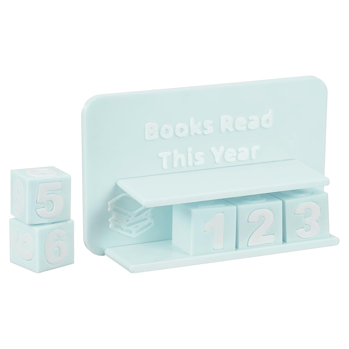 PATIKIL Books Read This Year Tracker, 3D Reading Challenge Counter Sign Library Bookshelf Decor Reading Challenge Number Up to 999 Books Gift for Reader Book Lovers Teachers, Sky Blue