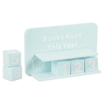 PATIKIL Books Read This Year Tracker, 3D Reading Challenge Counter Sign Library Bookshelf Decor Reading Challenge Number Up to 999 Books Gift for Reader Book Lovers Teachers, Sky Blue