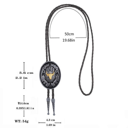 Btilasif Bolo Tie for Men Women,Longhorn Bull Bolo Tie Western Cowboy Vintage Leather Necktie Necklace
