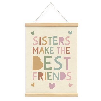 STHTTSW Sisters Make The Best Friends Poster Wall Art, Toddler Girl Room Decor, Pink Nursery & Playroom Wall Art for Girls Bedroom, Cute Little Girl Room Decor, 12x16 Inch