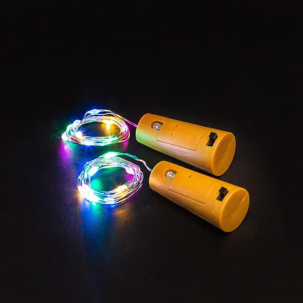 SmilingTown Wine Bottle Lights with Cork 15Pack 10 LED 40 Inches Battery Operated Silver Wire Liquor Fairy Mini String Lights for Party Christmas Halloween Wedding Decoration