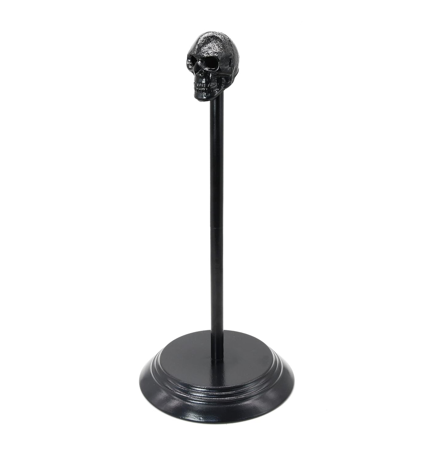 Owlgift Black Skull Paper Towel Holder – Gothic Cast Iron Head, Matte Iron Base, Dark Home & Halloween Kitchen Decor, 14.6” Tall