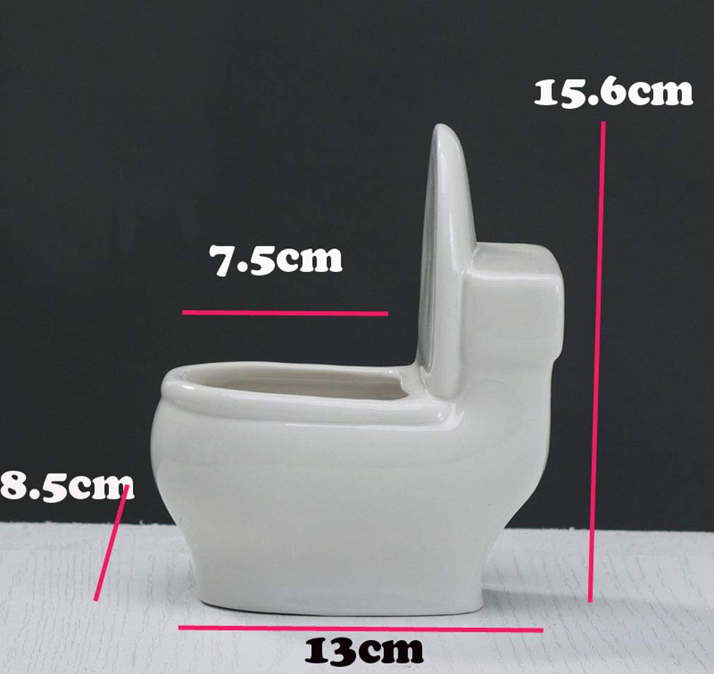 6” White Ceramic Toilet Plant Pot/Bonsai Pot/Flower Pot/Succulent Planter Ideal Gifts for Women, Mom or Birthdays