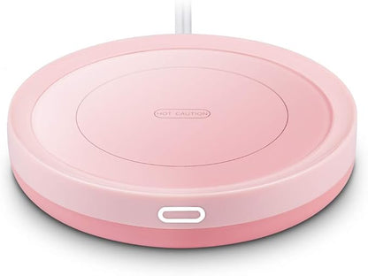 Smart Coffee Warmer, BESTINNKITS Auto On/Off Gravity-Induction Mug Warmer for Office Desk Use, Candle Wax Cup Warmer Heating Plate (Up to 131F/55C) (Pink)