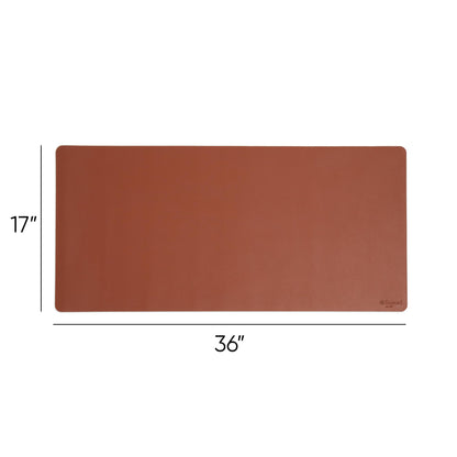 Smead Desk Pad, Vegan Leather Desk Mat with Non-Slip Faux Suede Backing, Perfect Desk Organizer for Office Decor, 36” x 17” Large, Saddle (64827)