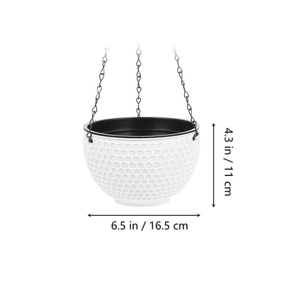 Hemoton 6.5 Inch Hanging Planter with Honeycomb Rattan Design Plastic Flower Pot for Indoor Outdoor Garden Balcony with Drainage Hole