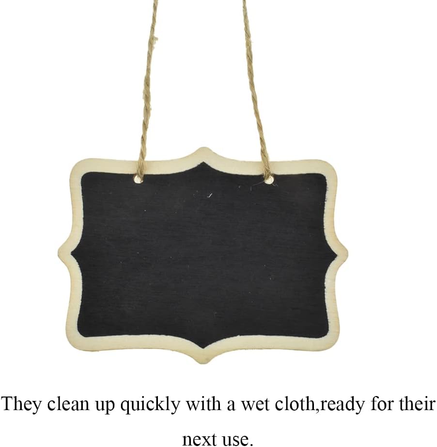 Hahiyo 3.15 x 2.36 Inch Double Sided Chalkboards with Hanging String Help Marking Easy Writing Quick Attach Wood Double-Sided Rectangle Blackboard 15 PCS for Message Signs Food Labels Wedding Party