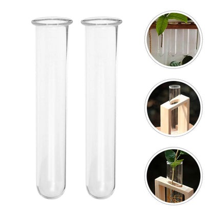 Outanaya 4pcs Transparent Hydroponic Test Tube Vases for Plant Propagation Clear Glass Water Tubes for Flowers Decorative Desk Terrarium Station for Home and Office