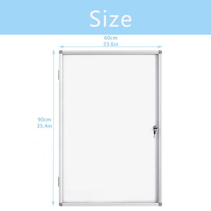 Enclosed Lockable Dry Erase Board 36x24 Inches - Magnetic White Board with Acrylic Door & Keys - Silver Aluminum Frame Notice Board Wall Mount Display Case for School, Office & Community