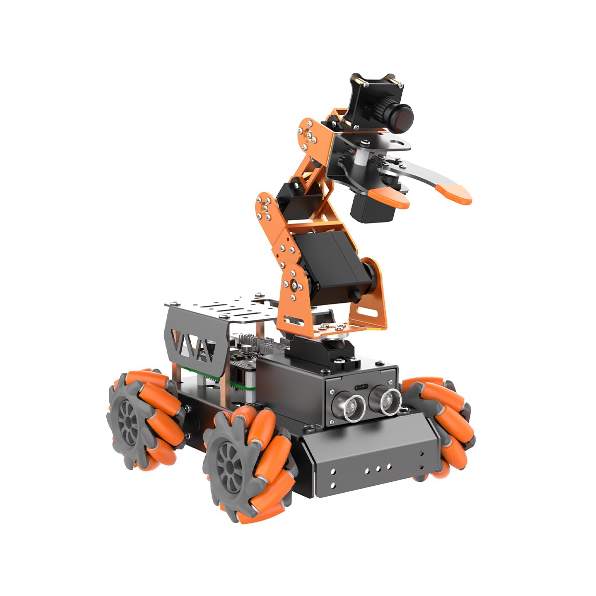 HIWONDER 5DOF AI Vision Robotic Arm Powered by Raspberry Pi Smart Robotic Arm Mecanum Wheel Chassis Robot Car Kit DIY Robot for Beginners, with RPi5 4GB