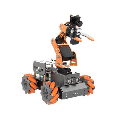 HIWONDER 5DOF AI Vision Robotic Arm Powered by Raspberry Pi Smart Robotic Arm Mecanum Wheel Chassis Robot Car Kit DIY Robot for Beginners, with RPi5 4GB