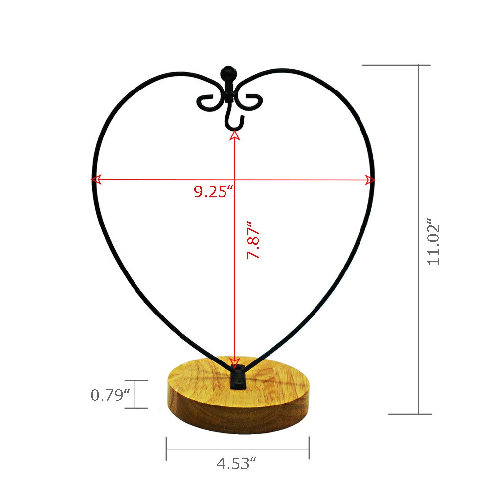 YY YEARCHY Ornament Stand Display Metal Stand Air Plant Stand Flower Pot Holder Iron Pothook Stand for Hanging Glass Globe Ball (Heart round wood 2Pcs)