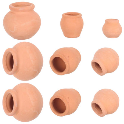 Sewroro 9pcs Mini Ceramic Succulent Nursery Pots, Small Clay Pots Mini Terracotta Planter for Small Spaces and Office Decor
