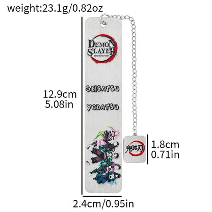 Demon Kamado Bookmark Page Mark, Anime Tanjiron Zenitsu Giyuu Kyoujurou Figure Hollowed-Out Metal Book Mark Reading Tool, Stationery Gifts for Reading Lovers Bookworm (4pcs)