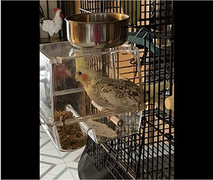 No-Mess Bird Feeder NO Assembly with Rough-surfaced Stainless Steel Perch (5.9x6.3x6.3(HxLxW))