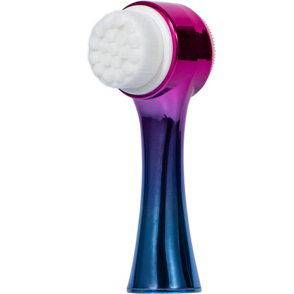 Face Brush 2 in 1, Facial Cleansing Exfoliating Scrubber Brush, Silicone Double Side Manual Face Wash Scrub Brush with Soft Bamboo Charcoal Fiber for Deep Pore Cleansing, Massaging, Skin Care