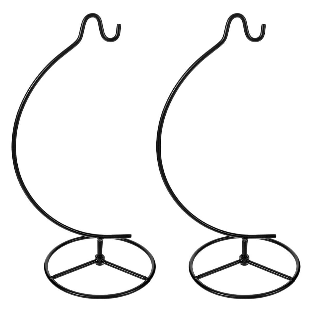 Cabilock 2pcs Moon-shaped Hanging Hook Stands Iron Display Rack for Air Plant Containers and Glass Ball Ornaments Indoor Home Décor Terrarium Holder Black