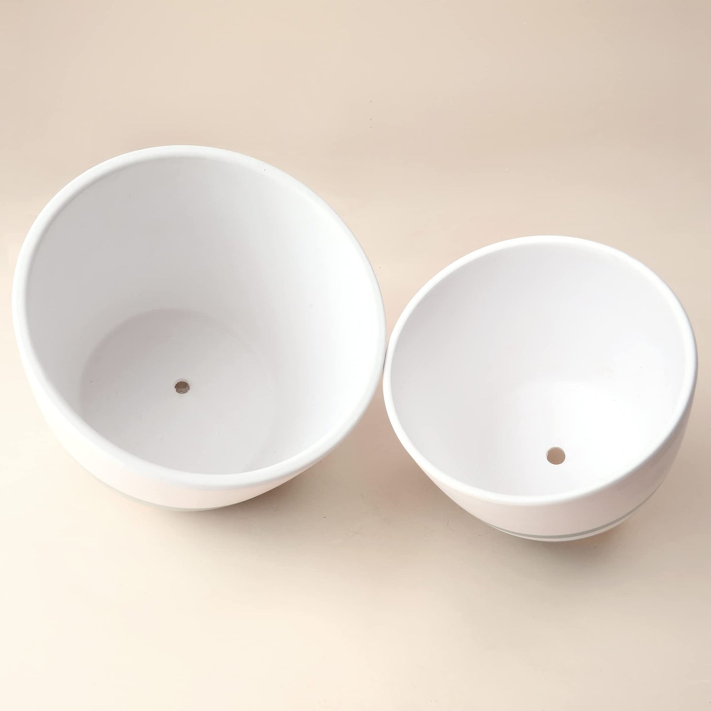 LA JOLIE MUSE Ceramic Flower Pots for Indoor, Plant Pot Plants Planter Set of 2, 6.1 + 5.1 Inch Home Decor Gift, White & Gray