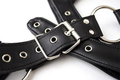 Men's PU Leather Gothic Punk Chest Harness Belt, Adjustable Body Strap with Metal O-Ring, Festival Rave Clubwear Costume Top for Cosplay Halloween Party Nightclub Wear Black