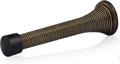 HOMOTEK 40 Pack Spring Door Stopper with Rubber Bumper 3-1/8" Flexible Spring Heavy Duty Wall Door Stop Low Mounted Door Bumper for Home (Antique Brass)