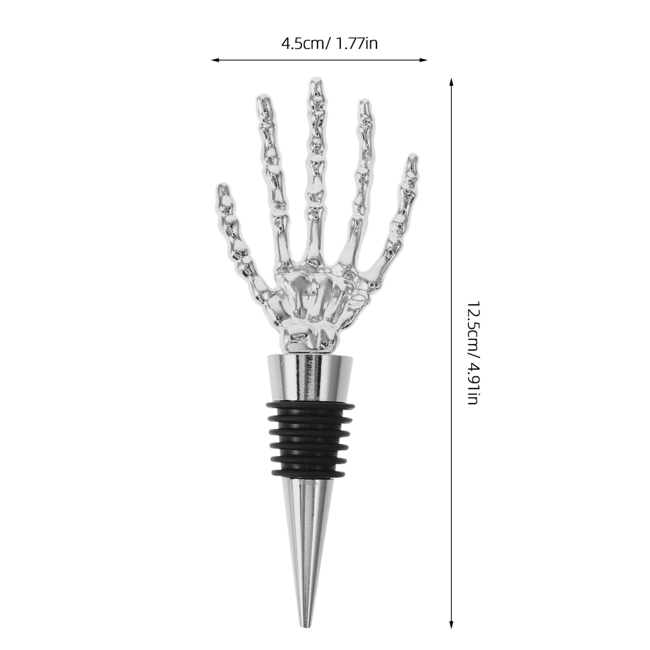 Garneck 2pcs Halloween Wine Bottle Stopper Silver Skeleton Hand Shaped Decorative Bottle Plug Alloy Skeleton Hand Stopper for Wine Beverage Halloween Party Favors