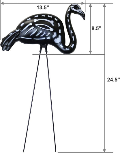 GiftExpress 4 PCS Halloween Black Flamingo Skeleton, Zombie Flamingos, Skull Flamingo with Stakes for Halloween Lawn Ornaments, Spooky Graveyard Decorations (4)