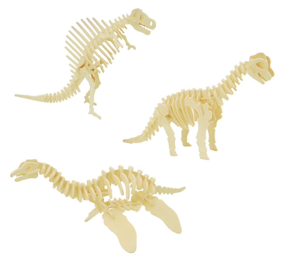 3D Wooden Crafts Puzzle - 3 Piece Set Wood Dinosaur Skeleton Model Puzzle,Wooden Assembly 3D Puzzle Toys,STEM DIY Brain Teaser Puzzle