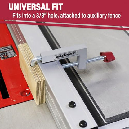 Milescraft 4009 Fence Clamps - 2 pack Universal Clamps with 3/8" Rod for Table Saws, Mitre Saws, Router Tables and Clamping Squares