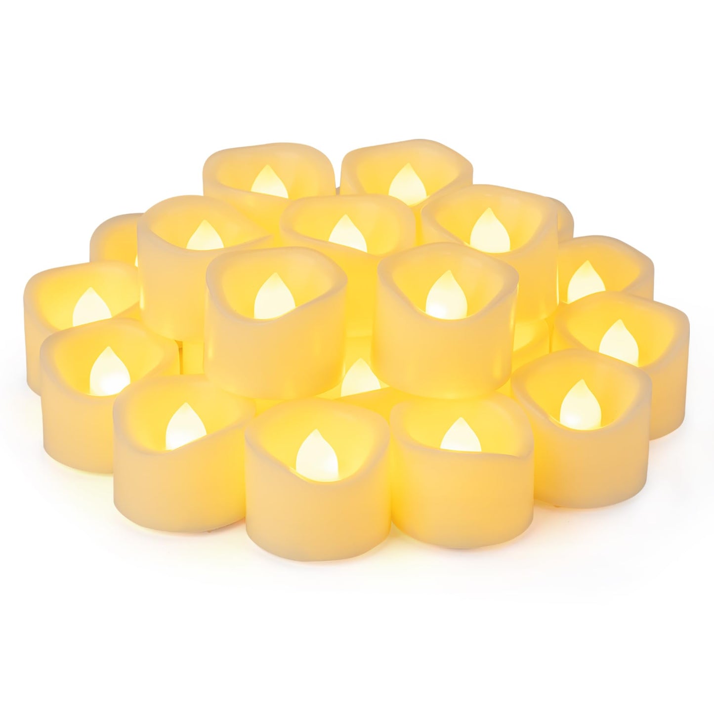 Yakpo 24 Pack 1.5" x 1.2" Battery Operated LED Tea Light Candles, Small Outdoor Flameless Flickering Votive Candles, Electric Flicker Fake Tealights Bulk for Wedding Halloween Christmas Decorations