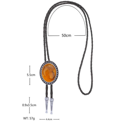 joymiao Vintage Bolo Tie for Men Western Cowboy Wedding Necklace Natural Stone Native American Bolo Tie Leather Necktie Costume Accessorie