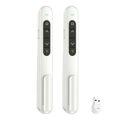QUI 2 Pack Presentation Clicker, Hyperlink Volume Control Wireless Presenter, RF 2.4GHz USB Presentation Remote Control,PowerPoint Clicker Slide Advancer for Computer, Laptop, Mac (USB, White)