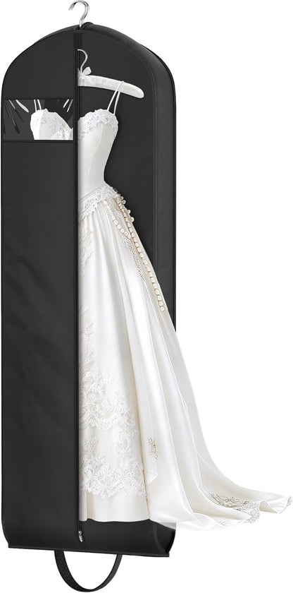 KEETDY Wedding Dress Garment Bag for Travel with 4" Gusseted Long Hanging Dress Bags for Gowns for Women Garment Cover Clothes Storage for Closet (Black, 72 inch)