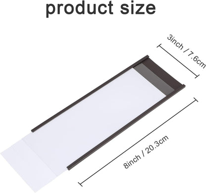 Eeoyu Magnetic Label Holders with Magnets Magnetic Data Card Holders with Clear Plastic Protectors for Metal Shelf, Whiteboard, Set of 30 (3 x 8 Inch)