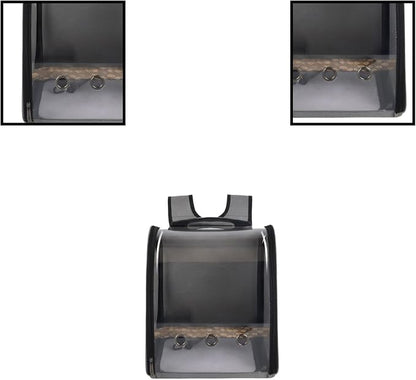 Pet Bird Backpack with Ventilated Acrylic Front and Perch for Travel