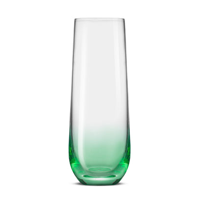 JoyJolt Hue Stemless Champagne Flutes Set of 6 Colored Glasses, 9.5oz Cocktail Glass Set for Mimosa, Stemless Champagne Glasses, Prosecco Wine Flute, Bar Glassware