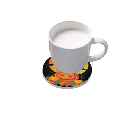 Halloween Drink Coaster, Black Cat Round Drinks Coaster Set, Great Gifts Warming Presents Decor for Halloween Christimas Thanksgiving