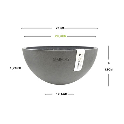 ONE ART Luxury Planters Hand-Finished Modern Design Durable Frost-Proof Indoor & Outdoor Use, Ideal for Desk, Garden, Conference Room, Office, Patio (Gray)