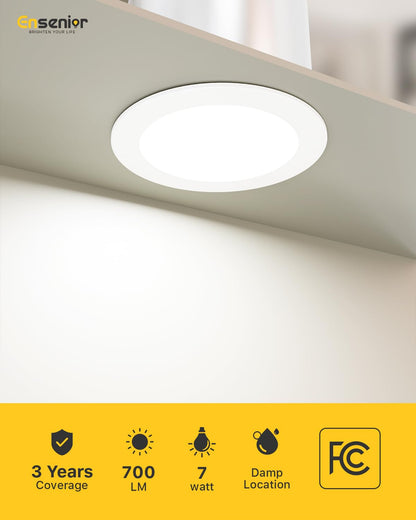 Ensenior 4 Inch LED Can Lights, 24 Pack, Dimmable, 5CCT Adjustable Color (2700K-5000K), Model XY4-4I-5
