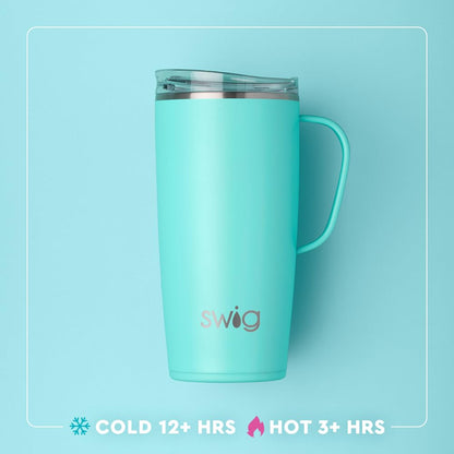 Swig Life 22oz Travel Mug, Halloween Insulated Tumbler with Handle and Lid, Travel Coffee Mug, Cup Holder Friendly, Stainless Steel 22 oz Tumbler, Reusable Insulated with Lid (Candy Corn)