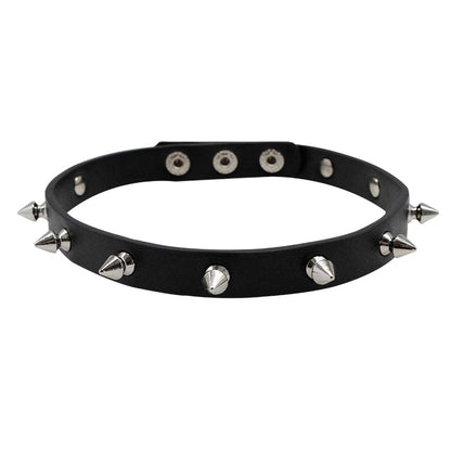 Leather Studded Bracelet Choker Punk Spike Rivet Cuff Metal Black Wristband