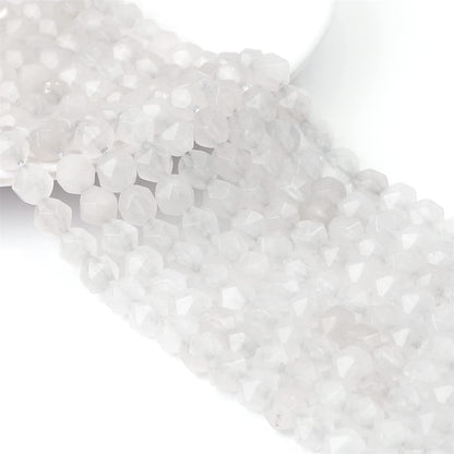BEADIA Faceted Natural White Agate Stone Round Beads 6mm 36cm/Strand for Jewelry Making