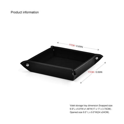 Oirlv Premium Leather Valet Tray for Men Jewelry Organizer, Desktop Storage,Key Wallets Cell Phones Catchall Tray Nightstand or Dresser Organizer Plate (Black)
