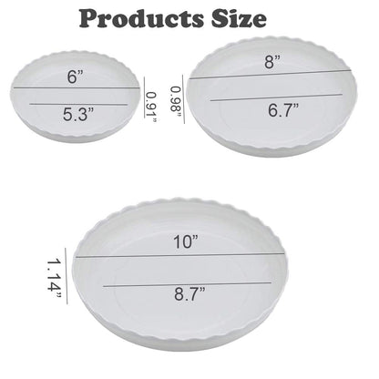 YUANAIYI 6 Packs Wave Plant Saucer - Plastic Flower Pot Drip Trays/Durable Heavy Duty White Plant Tray for Indoor and Out Door Plant(6/8/10 inch)